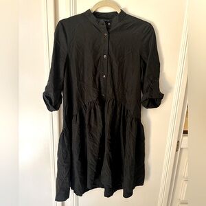 Zara Woman Black/Deep Gray Button-Front Tunic Dress – Size XS